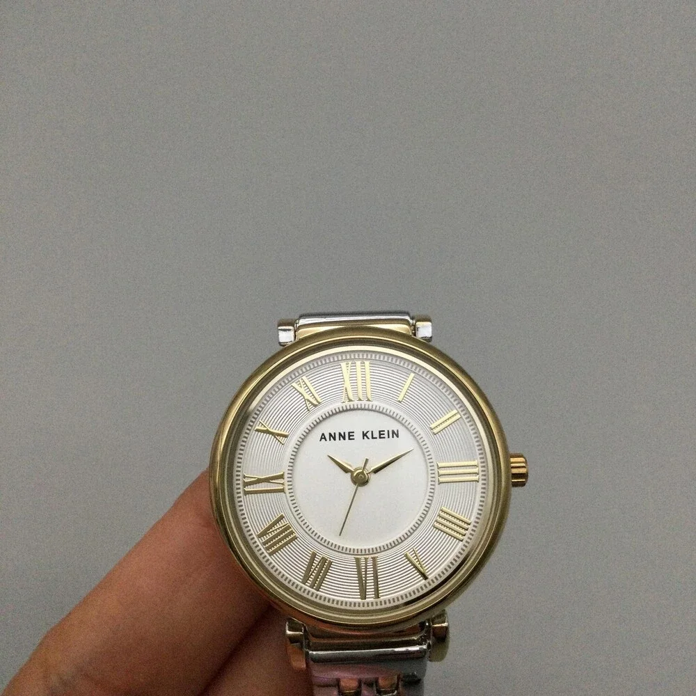 Anne Klein Womens Watch 30mm Two Tone Roman Dial Stainless Bracelet Box Papers
